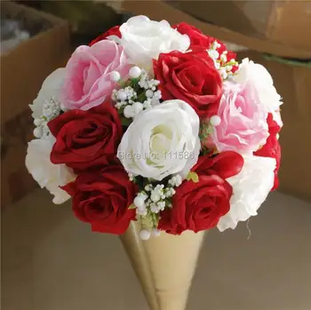 SPR Sajauc krāsu kāzu galda centrālais ziedu bumbu mākslīgo rožu 10pcs/daudz ziedu sienas fons ziedu arkas partiju tirgus