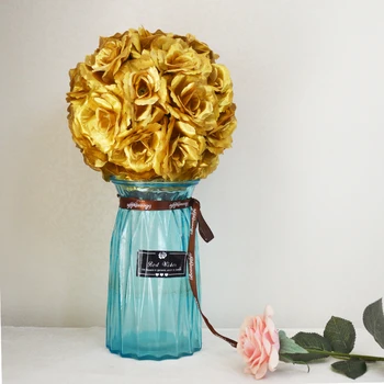 Jaunu 10Pcs/Daudz 20cm Super Elegants Zelta Zīda Rožu Mākslīgo Ziedu Bumbu Kissing Bumbu Uz Kāzu Puse, DIY Kāzu Dekorēšana
