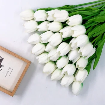 6pcs/daudz Mini Tulpju Ziedu Nekustamā Touch Kāzu Mākslīgie Ziedi Dekoratīvie Ziedi, Kāzu Pušķi Mājas Puse Apdare