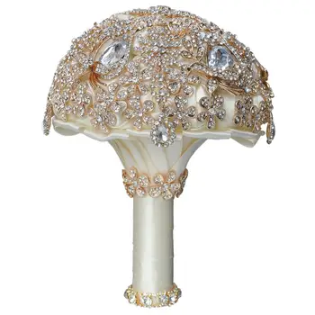 Luksusa Roku darbs Pilnībā Dimanta Kāzu Pušķi Augstas Kvalitātes Rhinestone Broša Rotaslietas Līgavas Kāzu Pušķi, Ziedu Diametrs 18 cm