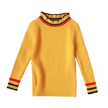Bērnu apģērbs, džemperis rudenī un ziemā, meitenes, elastīgās koka auss apkakles bērnu sweatere ir zemāko krekls ir svītrains džemperis 2-7T