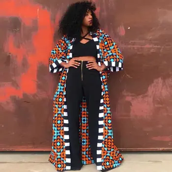 Liela Izmēra Sieviešu Apģērbus Jaunus Modes Uzrakt Mētelis Āfrikas Valstu Stilā Lady Mētelis Ilgi Drukāt
