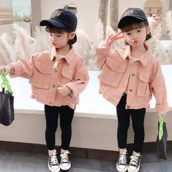 Ir 2021. jaunā Pavasara Rudens Meiteņu Džinsa Jaka Baby Kids Fashion Ikdienas Apģērbs Jakas Bērniem Uzrakt Mēteļi