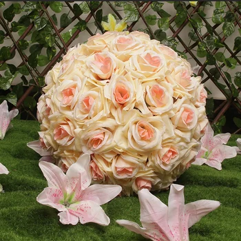 Karstā pārdošanas 20 cm Romantiskas, Šampanieša Rozes Ziedu Bumbu DIY Zīda ziedu Piederumu, Mājas Kāzu Dekorēšana Simulācijas ziedu balle
