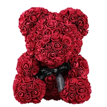 Sarkans Rotaļu Lācīti Rose Puķu Valentīna Diena Dāvanu Mākslīgo Rožu Ziedu Rotājumu Dāvanas Sievietēm, Kas Valentīna Dāvanu