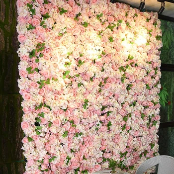 10 gab. Greznu Rozā Roze & Hydrangea Ziedu Sienas Pielāgota Kāzu Ziedu Sienas Augstas Kvalitātes Ziedu Sienu Apdare