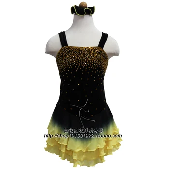 melns dzeltens daiļslidošanas konkurences kleitas, sievietēm, kas zīda slidošana apģērbu meitenēm pasūtījuma ledus kleita bezmaksas piegāde
