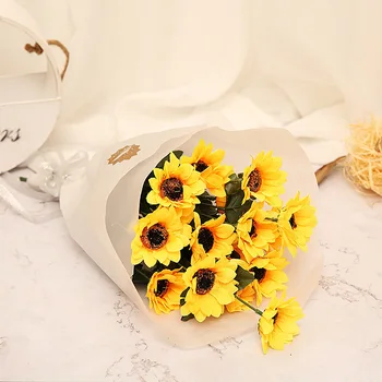 7 Bloom mākslīgā saulespuķu 29cm mini filiāle radošo ziedu mājas biroja partijas apdare zīda ziedu pušķi kā dāvana