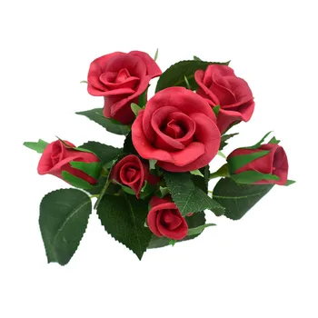 7Stems Red Nekustamā Touch Rožu Pumpuri DIY Kāzu Centerpieces PU Līgavas Pušķi Mākslīgie Ziedi