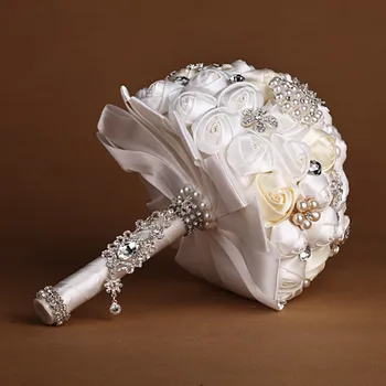 1pc/daudz baltu un krējums kāzu Pērles līgavas mātes ziedu Līgava Turot Ziedu kāzu pušķi, dekoratīvās apdares