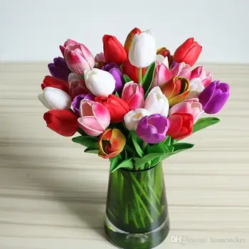 50GAB Lateksa Tulpes Mākslīgā PU Ziedu Pušķi, Nekustamo Touch Ziedi Mājas Apdare Kāzu Dekoratīvie Ziedi