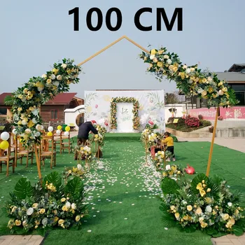 100CM šifrēta kāzu ziedu sienu apdare bruņurupucis atpakaļ simulācijas ziedu rindu apdare kāzu kaltas dzelzs arkas fona