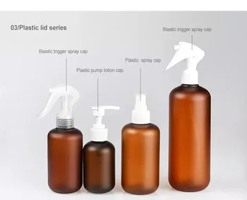 Luksusa 250ml matēta dzintara PET šampūns plastmasas pudelē ar sūkni, bambusa klp Apaļas formas 500ml bambusa šampūns, losjons pudeles logo