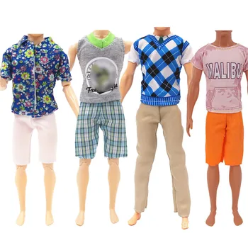 4 Komplekti/Iepak Roku darbs Vīriešiem ir Lelle, Apģērbs, Bikses, T-krekls Gadījuma Valkāt Ikdienas Apģērbu Barbie Lelle Kens Piederumi Freeshipping