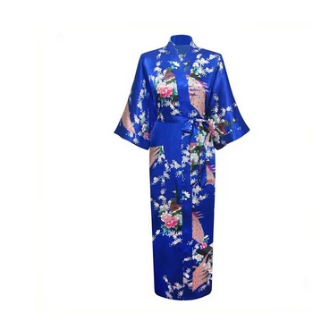 Jaunums Ķīniešu Sievietes Satīna Drēbes Kleita Japāņu Geišas Yukata Kimono Kāzu Tērpu Sexy Sleepwear Ziedu Naktskrekls D124-06