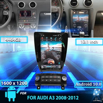 12.1 collu Vertikāla Ekrāna Android Auto Radio Audi A3 2008. - 2012. Gadam Auto Stereo, GPS Navigācijas Tesla Stila DVD Multimediju Atskaņotājs