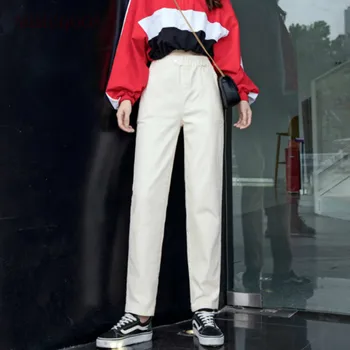 Sievietes Augsta Vidukļa Džinsus Džinsa Bikses Cietā Mazgāt Kokvilnas Sieviešu Dibeni korejas Modes Šiks 170cm 180cm Ultra Ilgi Gadījuma Bikses