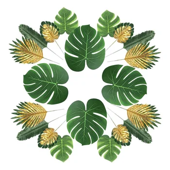 66 Gabaliņi, 6 Veidu Mākslīgo Palmu Lapām, Ar Mākslīgās Lapām, Kātiem Tropu Augu Simulācijas Lapas Havaju Luau Puse Džungļos