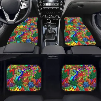 Stoner Mākslas Automašīnas Grīdas Paklāji - Colorful Abstract Trippy Auto Dekori, Nezāļu 420 Kaņepju, Conversion Van, Savvaļas Hipiju Auto Piederumi,
