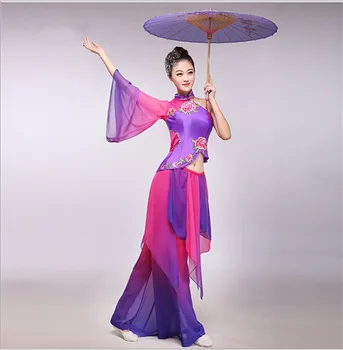 Ķīnas Tautas Deju Tērpu Yangko Deju apģērbi Sievietēm, Bungas Ventilators Deju Laukumā Deju Kostīmu Ķīniešu Tradicionālās Apģērbi Sievietēm