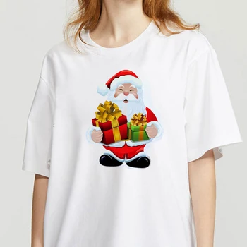 Ir 2021. T-krekls Ziemassvētku balto tshirt Sieviešu T Īsām Piedurknēm Māja Papīra Smieklīgi Sieviešu T-Krekls Topi Gadījuma S-XXL Izmērs