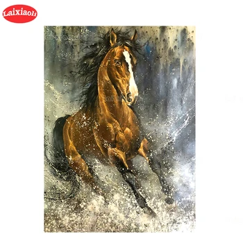pilna urbt Kristāla Gleznas Mūsdienu mākslas dzīvnieku, krāsotas gaitas zirgiem Dimanta Izšuvumi 5d Diy dimanta krāsošana
