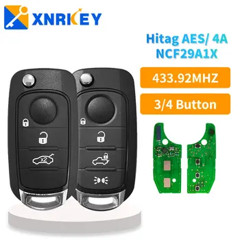 XNRKEY 3 Pogas, 4 Pogu Smart Karte, Tālvadības pults, Auto Atslēgu ID4A Flip Chip Atslēga Fiat Pārsegu Auto Atslēgu