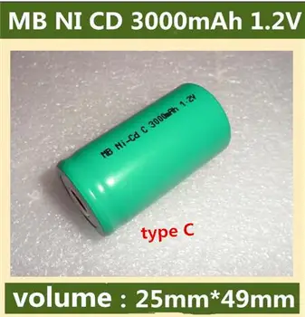 akumulators MB NI CD C3000mAh 3000mah 1.2 V uzlādējams akumulators C tipa NI-Cd akumulatori 2gab/daudz