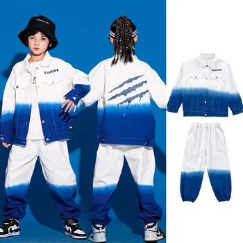 Hip Hop Deju Apģērbs Bērniem Zēni Slīpuma Zilo Ielu Deju Tērps Zaudēt Džeza Dejas Apģērbs Streetwear YS4379