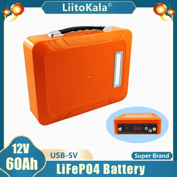 LiitoKala 12V 60AhLifepo4 Akumulatoru lifepo LFP ar BMS LED 5v USB par motorlaivu saules gaismas Golfa Automašīnas UPS 12.8 V Baterija