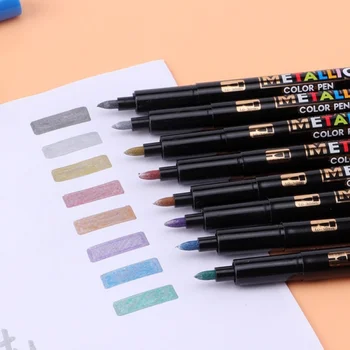 8Color Metāla Ūdens, Krāsu Marķieri, Pildspalvas Pastāvīgu Zīmējumu Krāsas Marķieri Pildspalvas
