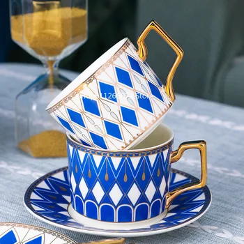 Angļu keramikas kafijas tase un apakštase uzstādīt Ziemeļvalstu luksusa kafijas tasi zelta kafijas tasi krūze