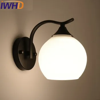 IWHD Stikla Sconce Sienas lampas Mājas Dzelzs Bēniņi Vintage Rūpniecības Sienas Lampas LED Black Retro Guļamistabas Wandlamp Mājas Apgaismojums