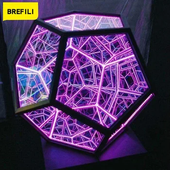 Dodecahedron Nakts Gaisma Radošo Atdzist Dodecahedron, kas Mirgo Gaismas Krāsu Mākslas Lampas Bērnu Dzimšanas dienas Dāvanu USB Galda Lampa