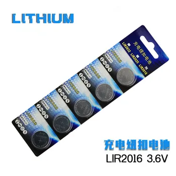Bezmaksas piegāde augstas kvalitātes LIR2016 Uzlādējams pogas baterija Litija jonu li 3,6 V akumulators šūnu Automobiļu atslēgu 10pcs