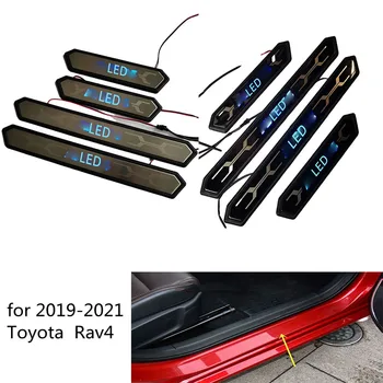 ForToyota Rav4 Xa50 2019 2020 2021 Auto Durvis, Palodzes Plāksnes Apdari Nerūsējošā Tērauda LED Slieksni Kick Pedāli Pretnodiluma Uzlīmes Car Styling