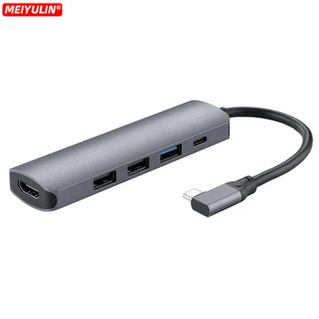 USB C Hub Adapteris Priekš MacBook Pro 5 In 1 USB C HDMI 4K Multiport Adapteri Saderīgo Klēpjdatoru C Tipa Ierīces USB3.0 100W PD