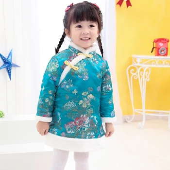 Meitenes, Tradicionālā Ķīniešu Apģērbu Tang Uzvalks Kokvilnas Polsterējumu Qipao Mētelis Jaunu Ierodas Ziemā