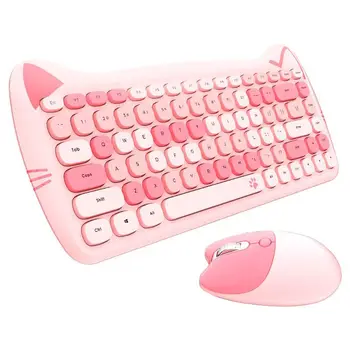 Bezvadu Klaviatūras Un Peles Komplekts Gudrs Kaķis Desktop Laptop 2.4 g Ūdensizturīgs Ērti Gluda Matēta Tekstūra