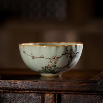 Jinyao Jingdezhen Roku Roku Apgleznoti Keramikas Tējas Trauki Ru Trauki Dabas Kreka Glazūru Tējas Tase Kombucha Master Tējas Tase