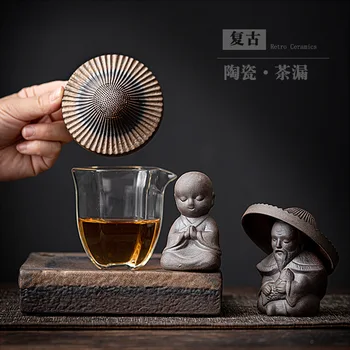 Retro Keramikas Tējas Piltuvi, Tējas Filtra Sadzīves Tējas Sietiņš Kung Fu Tējas Komplekts Tējas Sietiņš Radošo Tējas Pet Visi-Keramikas Filtrs