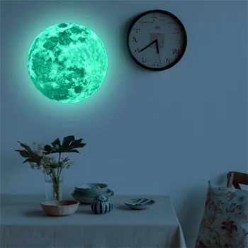 Gaismas Mēness un Zvaigznes 3D Sienas Uzlīmes Bērniem Istaba Dzīvojamā Istaba Guļamistaba Dekorēšana Home Uzlīmes Spīd DarkWall Uzlīme