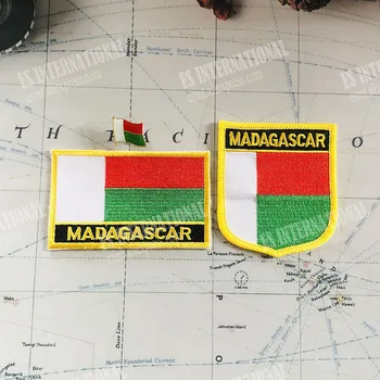 MADAGASKARA Valsts Karogu Izšūšana Plāksteri Emblēma Vairoga Un Kvadrātveida Forma, Pin, Viens Komplekts Par Auduma Armband Mugursoma Apdare