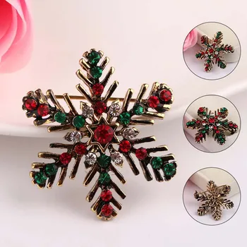 Luksusa Vintage Modes Merry Christmas Snowflake Skaistas Brošas Sievietēm, Vīriešiem Kristāla Rhinestone Metāla Gudrs Adatas, Rotaslietas