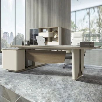 Luksusa boss galda birojs modes vienu lielu rakstāmgaldu prezidents vadītājs, industriālā stila konferences tabula