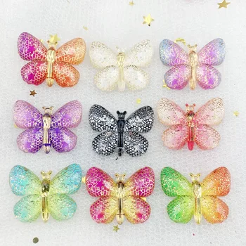 Skaists krāsains tauriņš vienotas atpakaļ akrila rhinestone matadatu dekorēts ar DIY piederumi crystal butterfly 10pcs/daudz