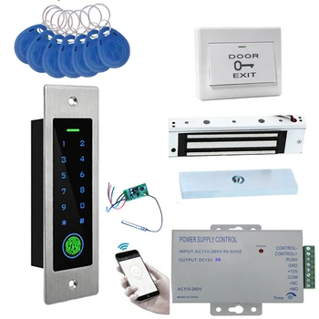Wifi iespēja Ūdensizturīgs Durvju Piekļuves Kontroles Sistēmas Biometrisko pirkstu Nospiedumu RFID Tastatūru 12V 5A Barošanas 180KG Magnētisko Slēdzenes komplekts