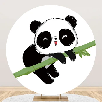 Laeacco Gudrs Panda Kārtā Foto Fons, Akvarelis, Bambusa Baby Duša, Bērnu Dzimšanas Dienu Portrets Pielāgotus Foto Fona