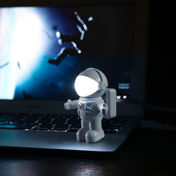 Smieklīgi Astronauts USB Nakts Gaisma Atdzist NLO PC Regulējams Lampu Elastīgs LED Gaismas Sīkrīkus par Klēpjdatoru Jaunums Nakts Gaismas