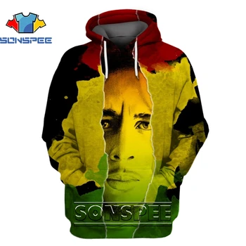 SONSPEE 3D Reperis Bob Marley Drukāt pelēkā vārna Regeja Oriģinālo Mūziku Modes Tendence Lielajam Harajuku Dziedātāja Vīriešu, Sieviešu Apģērbs